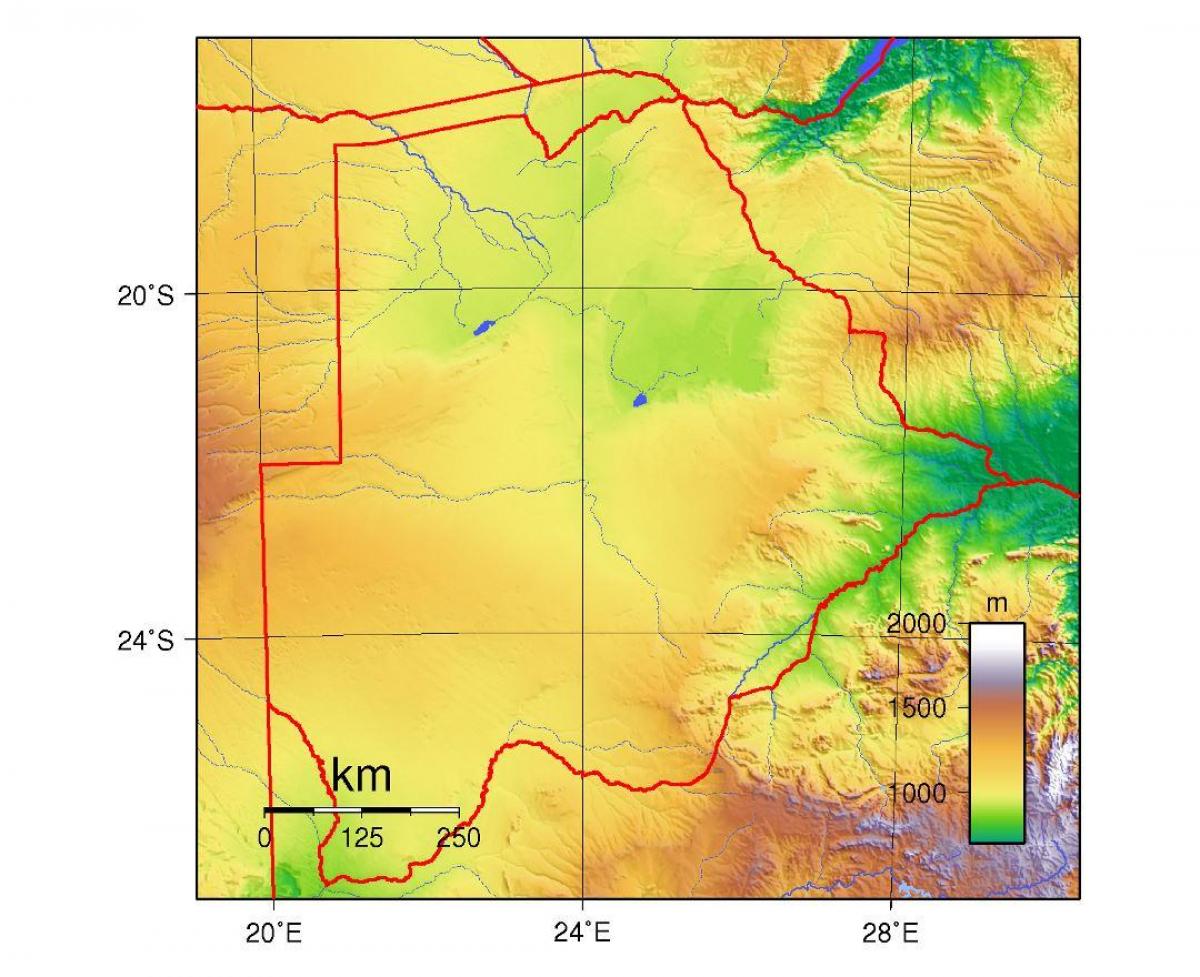 Botsvana fiziksel haritası 