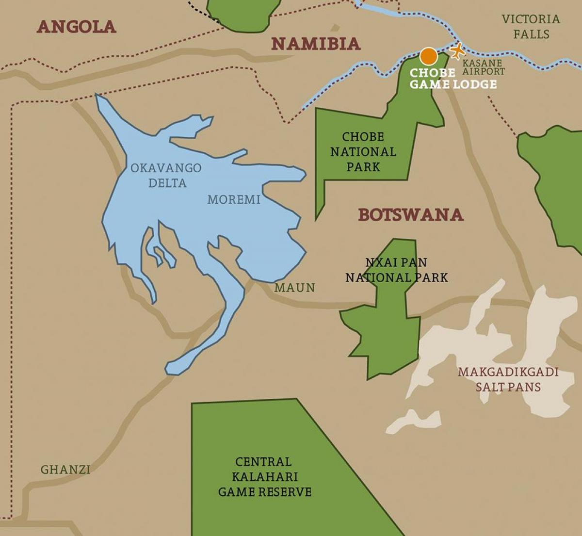 Botsvana haritası Milli Parklar haritası 